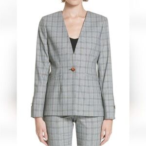 Ted Baker London Women's Title Rista Check Blazer Jacket Size 2 (US 6) Gray